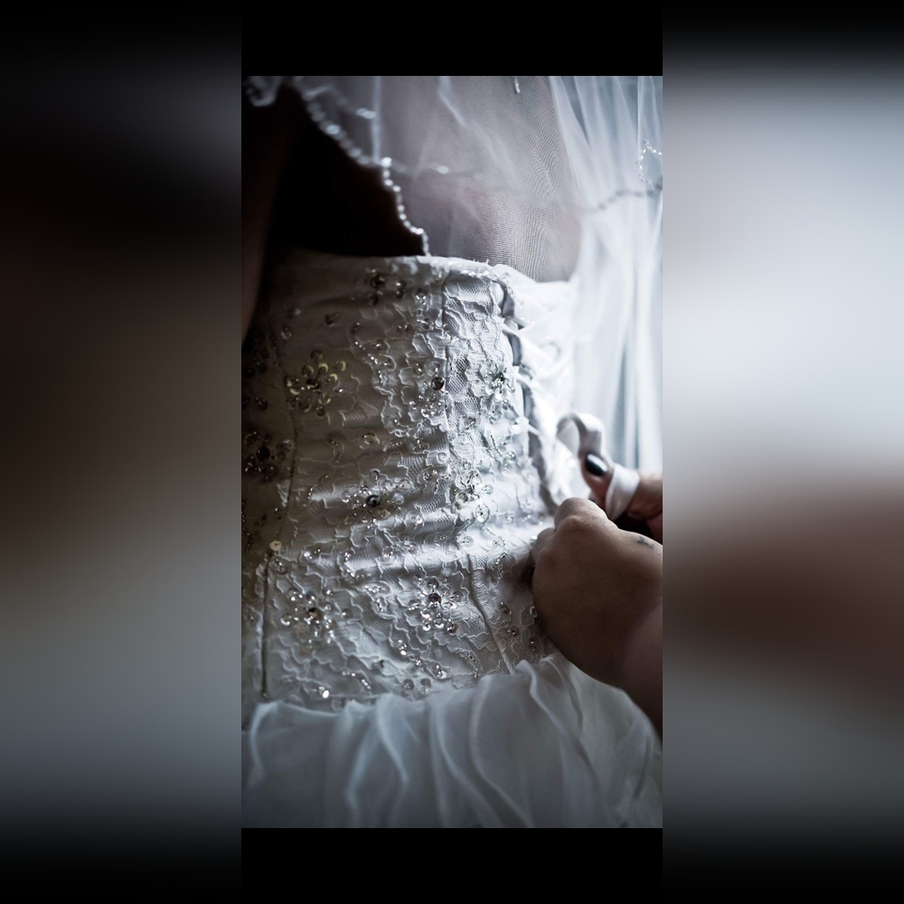 Sequin Ruffle High-Low wedding dress with Veil - Picture 7 of 12